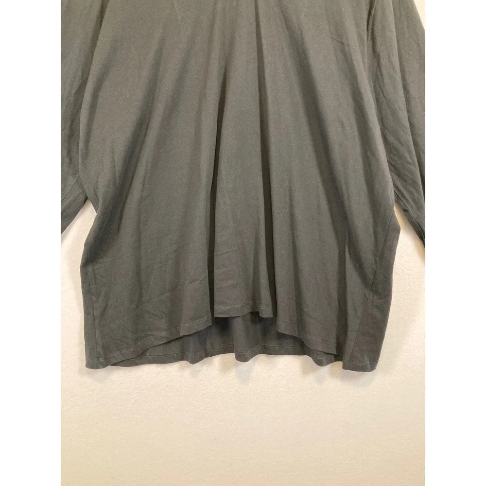 Minimalist Roaman's‎ Women 3X Black Split Neck Long Sleeve 100% Cotton Tunic Top